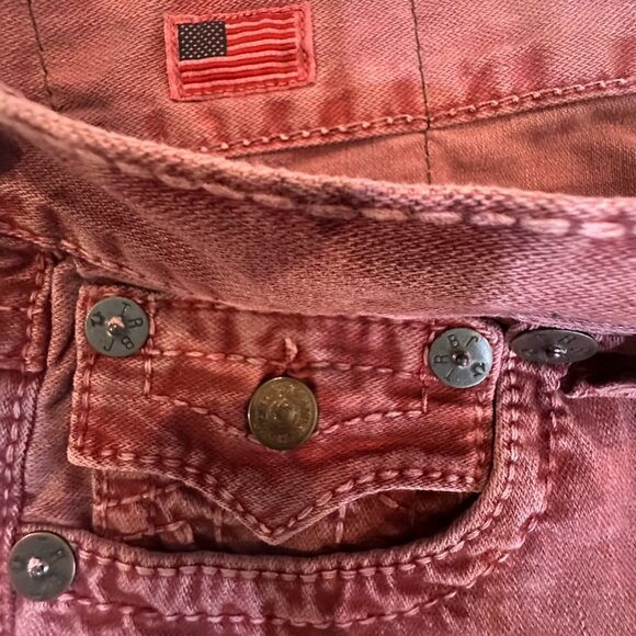 NWT TRUE RELIGION Ricky Big T Overdye ASSD Crimson Jean | Size 30W, 30 Length - Picture 10 of 16